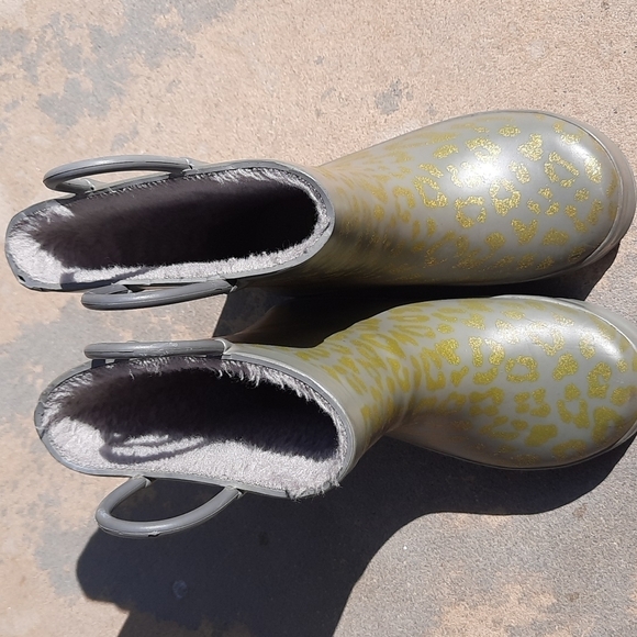 Western Chief gray gold glitter animal print rainboots 9 10 - Picture 8 of 11